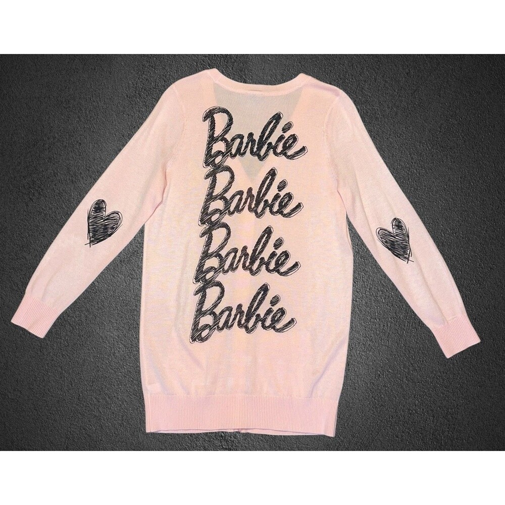Torrid x Barbie Cardigan Plus Size 0 Pink Long Line 2 Button Varsity Sweater